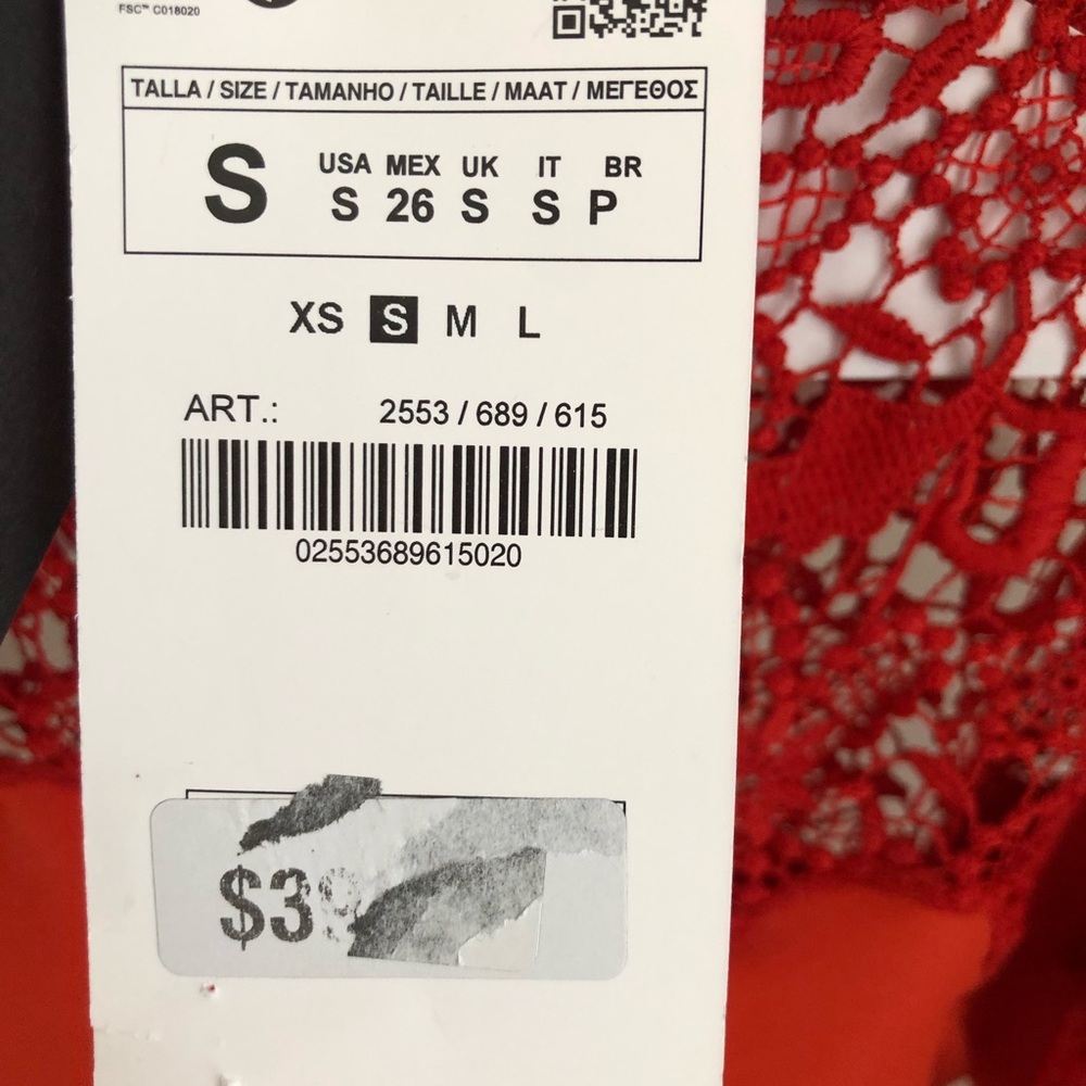 Zara red/blood orange midi dress size S - Picture 3 of 3